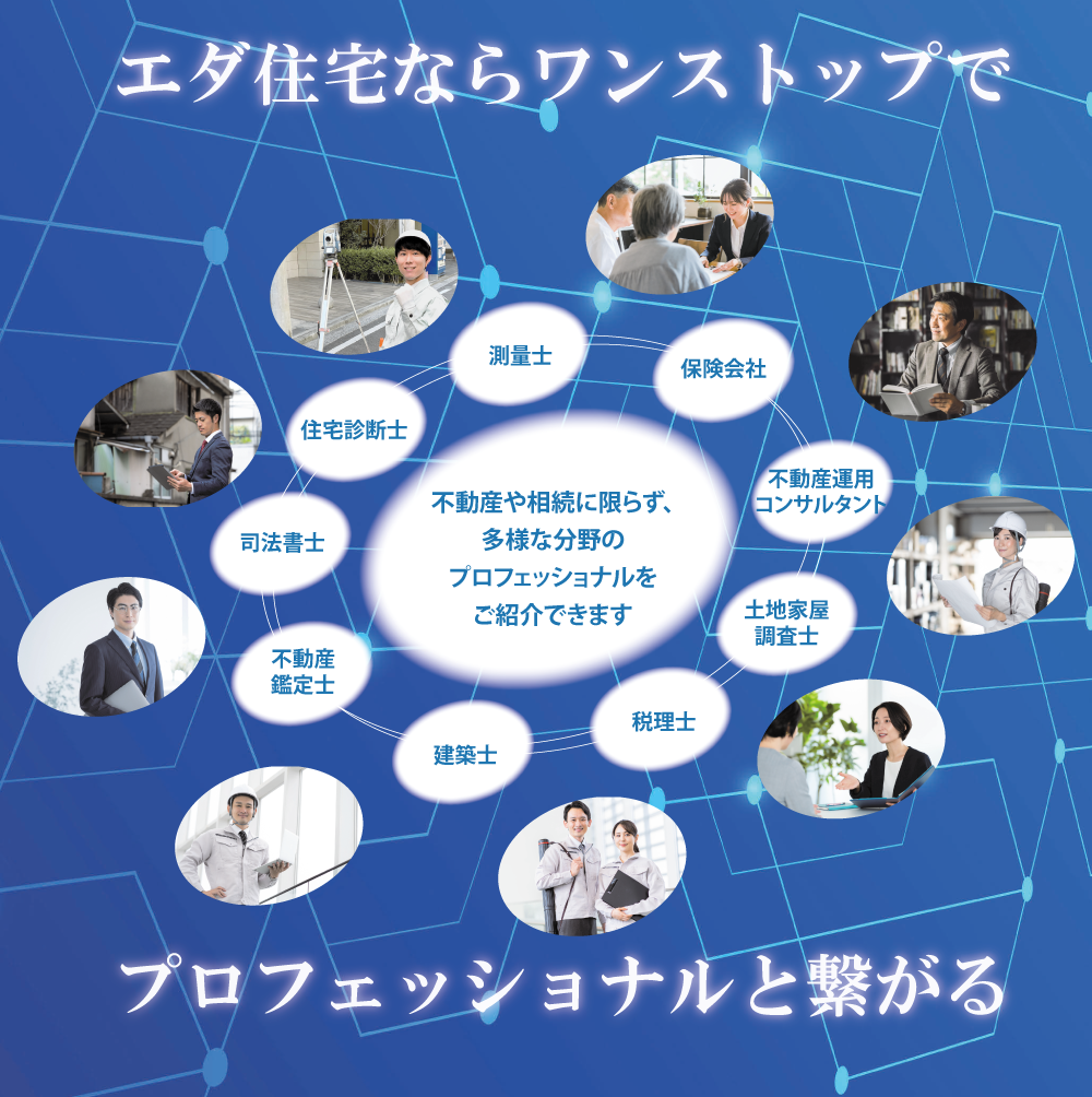 エダ住宅なら多様な分野のプロフェッショナルをご紹介します。